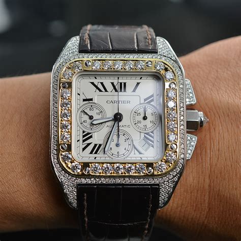 cartier santos xl diamond.